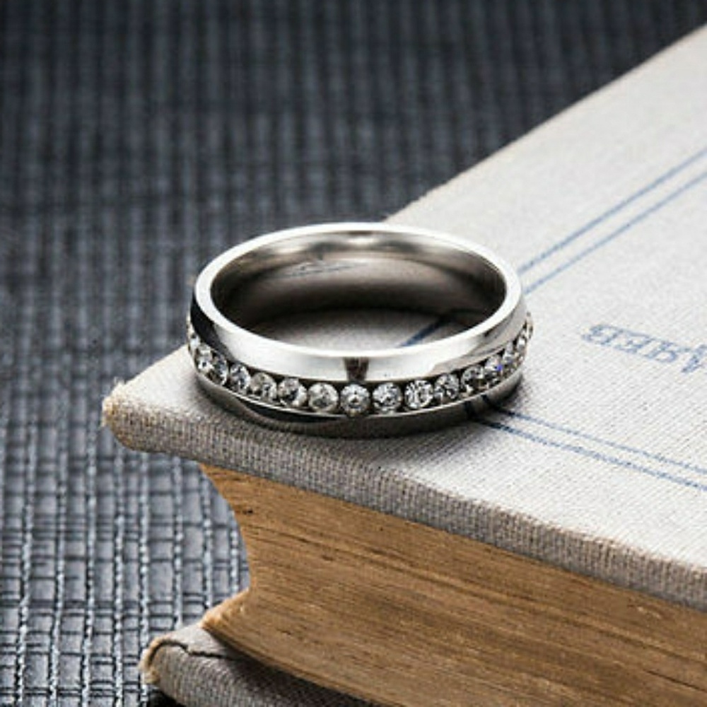 3/$75 CZ paved titanium wedding ring band